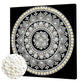 DIY Pearl Painting With Frame - Handmade Self-Adhesive Pearls - Classic Silver Mandala (25*25cm)