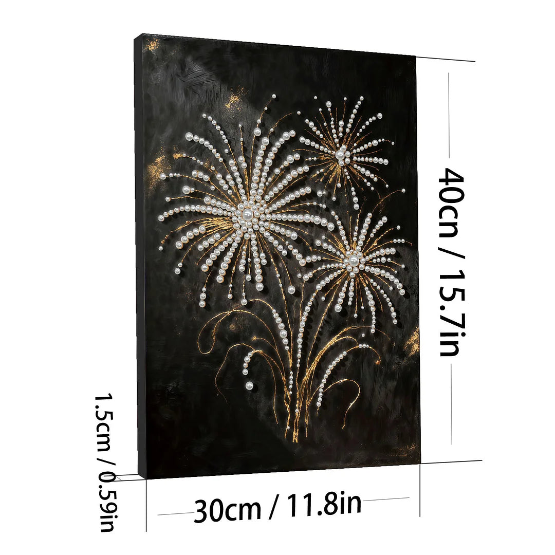 DIY Pearl Painting With Frame - Handmade Self-Adhesive Pearls - Fireworks (30*40cm)