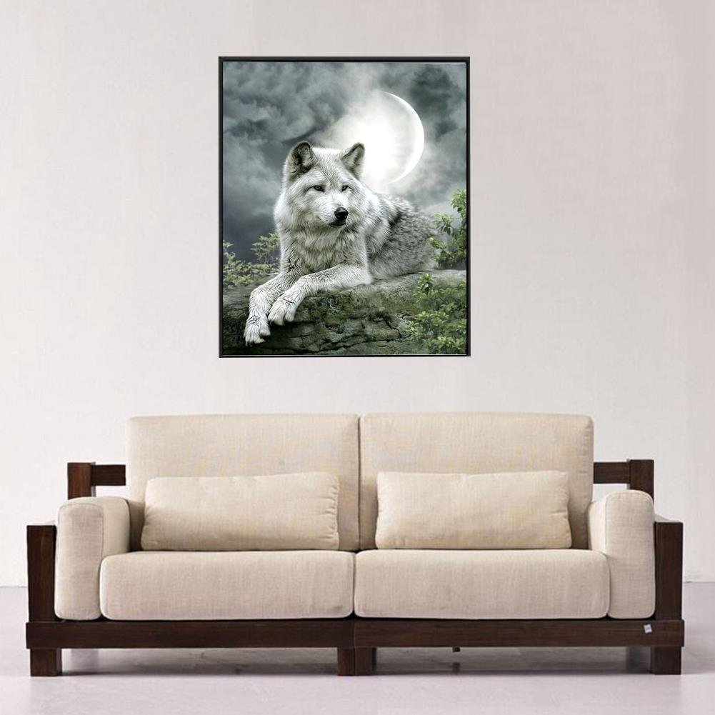 Diamond Painting - Partial Round - Moonlight Wolf
