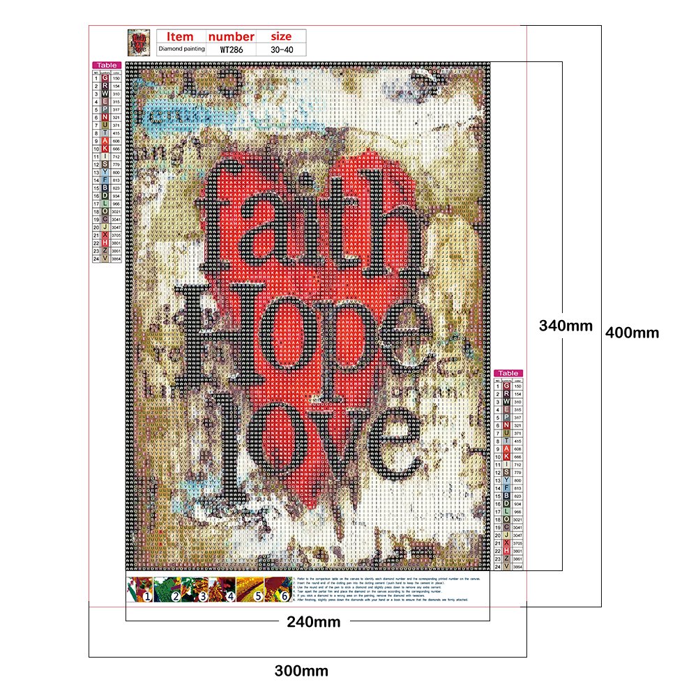 Diamond Painting - Full Round -Faith Hope Love