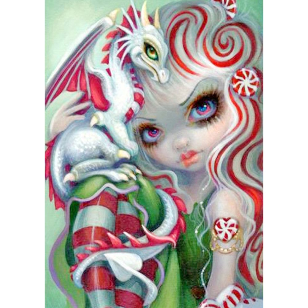 5D Diy Diamond Painting Kit Full Round Beads Cartoon Big Eyes