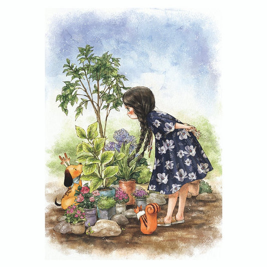 11ct Stamped Cross Stitch Plant Girl Quilting Fabric (53*72cm)