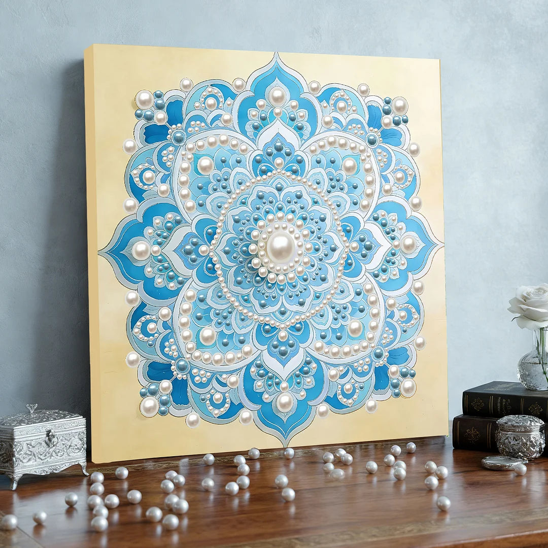 DIY Pearl Painting With Frame - Handmade Self-Adhesive Pearls - Mandala (30*30cm) D