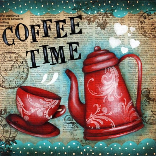 5D Diy Diamond Painting Kit Full Round Beads Coffee Time
