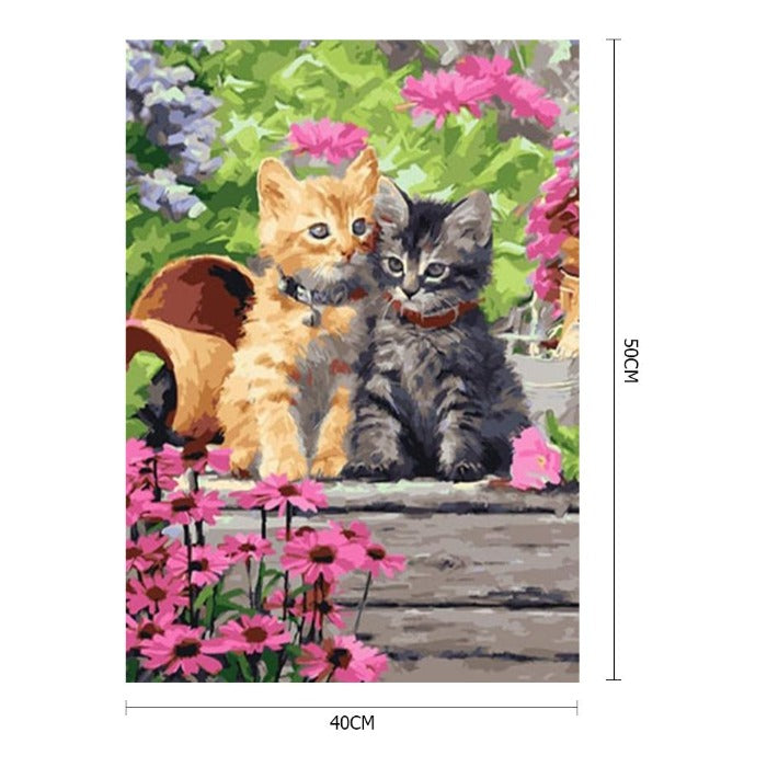 Oil Painting By Numbers Chair Cats Hand Painted Canvas Picture  