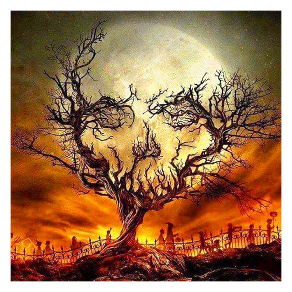 5D Diamond Painting Kit Full Round Beads Art Halloween Tree