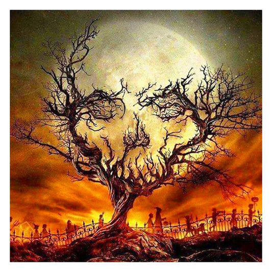 5D Diamond Painting Kit Full Round Beads Art Halloween Tree