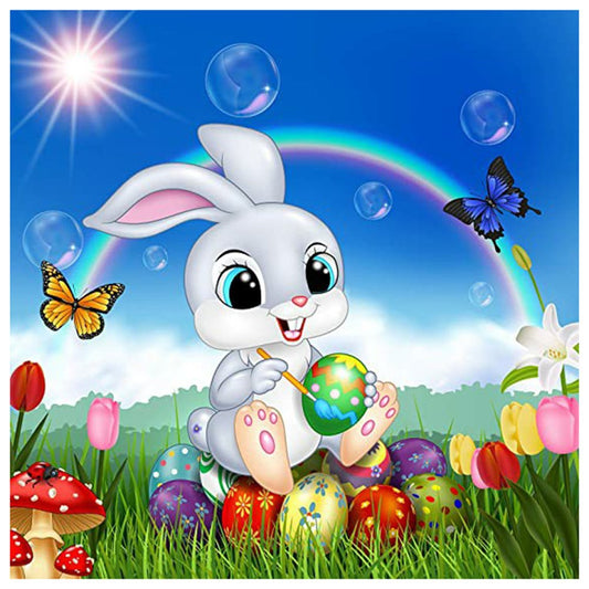5D Diy Diamond Painting Kit Full Round Beads Easter Bunny(40*40cm)