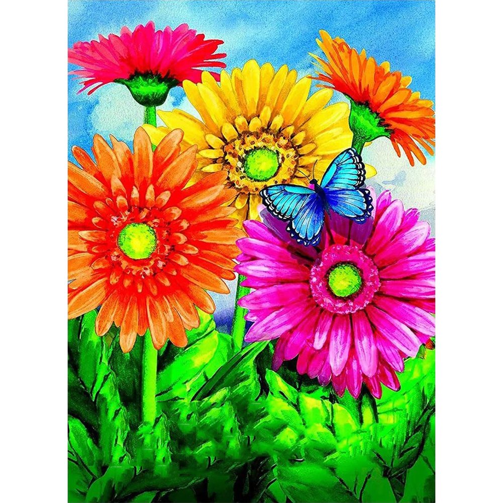 5D Diy Diamond Painting Kit Full Round Beads Colorful Flower