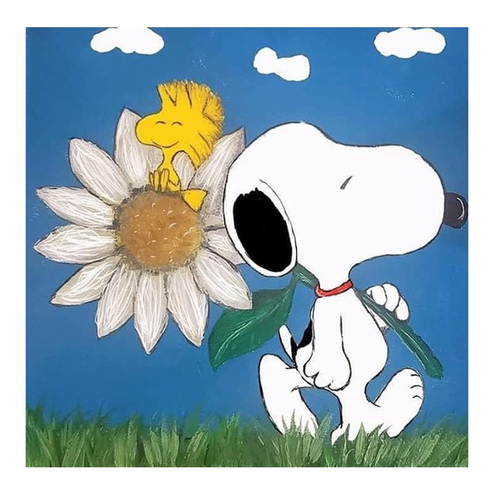 5D Diy Diamond Painting Kit Full Round Beads Snoopy Carry Sunflower