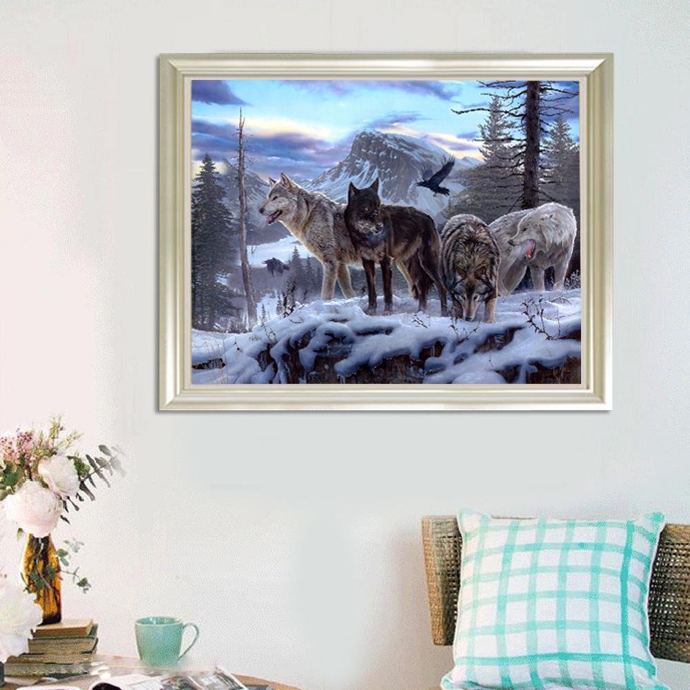 Diamond Painting - Partial Round - Snow Wolf