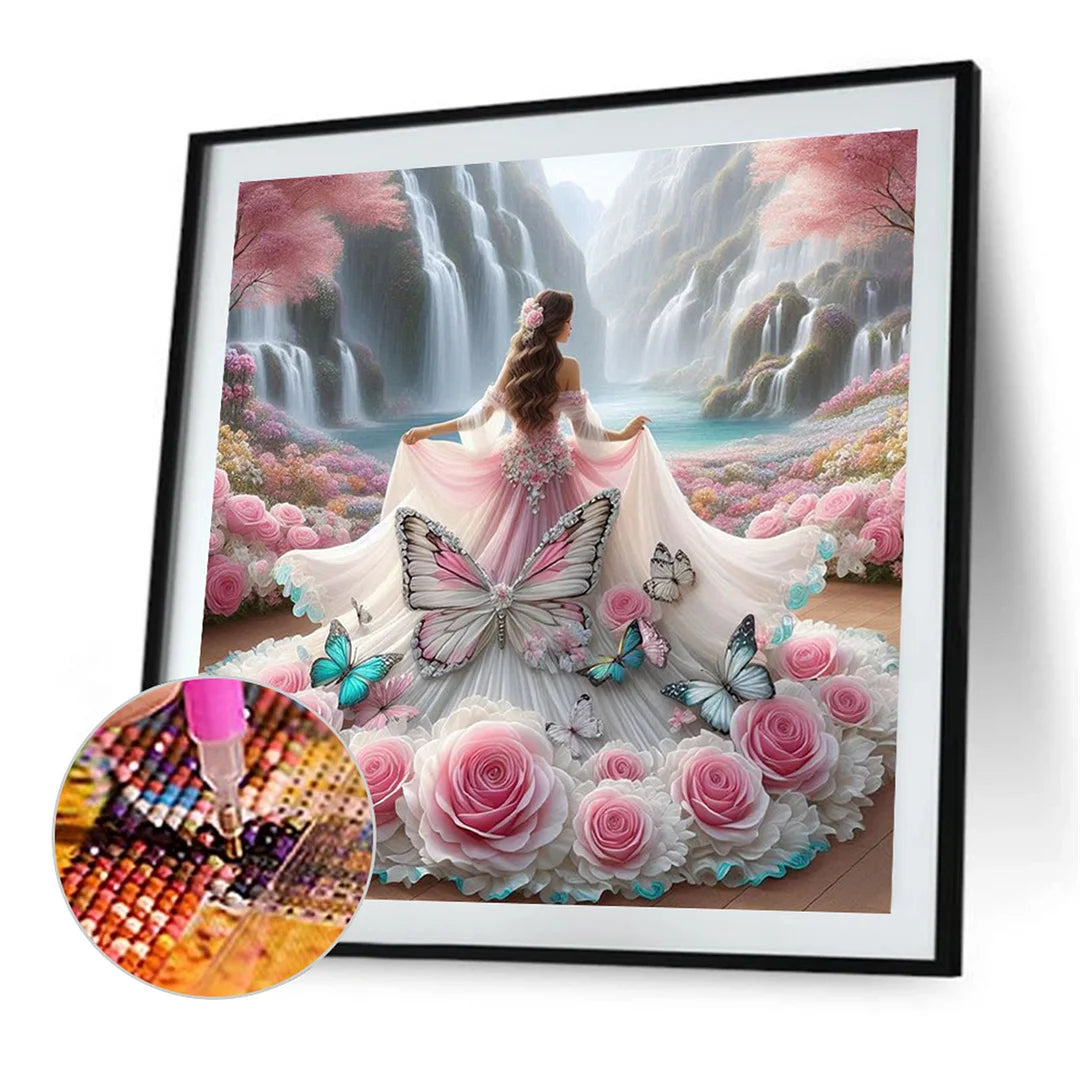 Diamond Painting - Full Round / Square - Girl In Rose Evening Dress