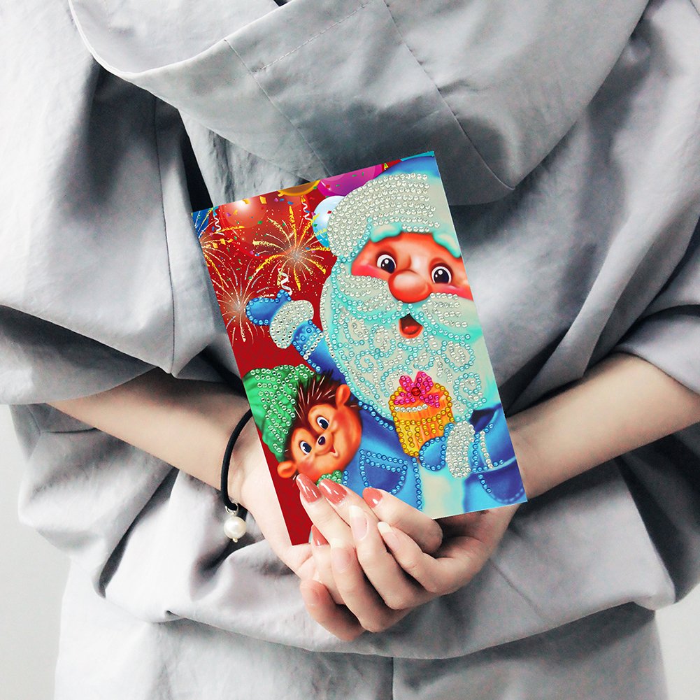 DIY Diamond Painting Greeting Card - Santa Claus & Monkey