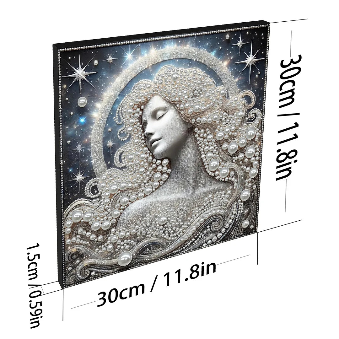 DIY Pearl Painting With Frame - Handmade Self-Adhesive Pearls - Goddess (30*30cm)