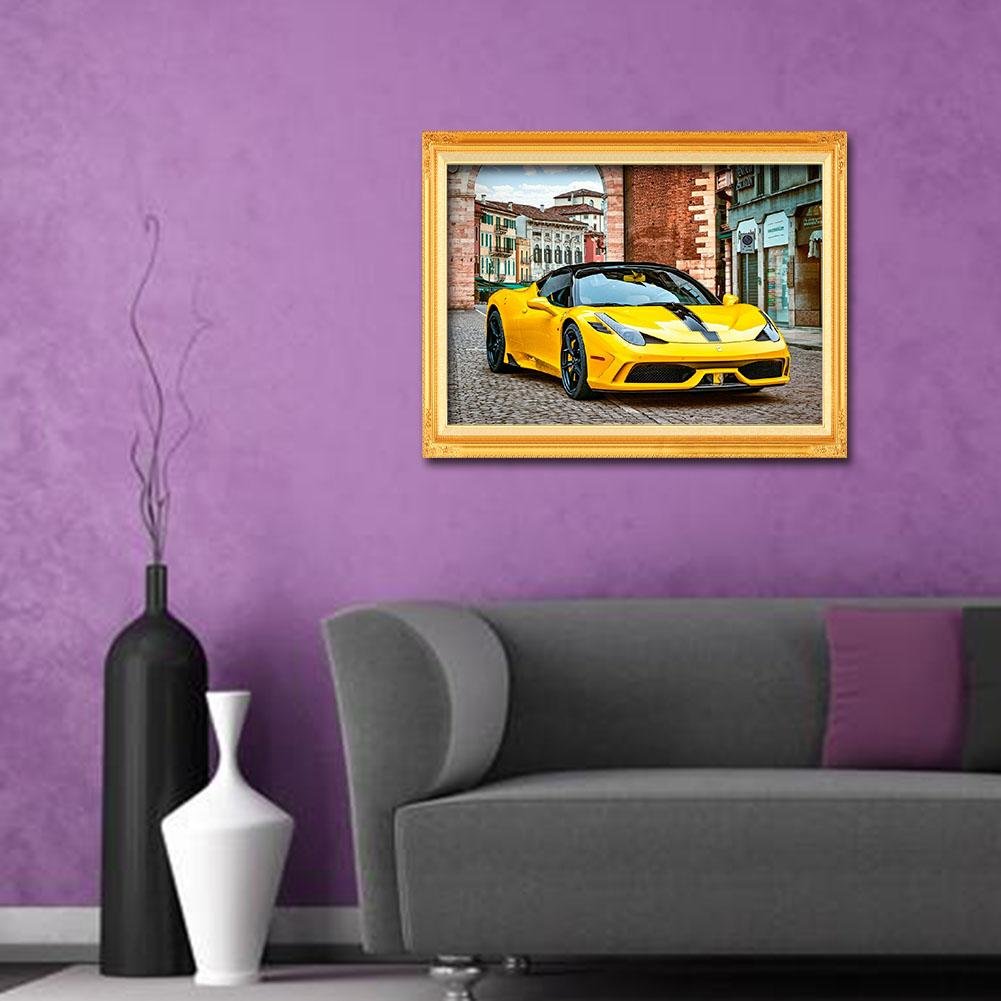 Diamond Painting - Full Round - Yellow Car