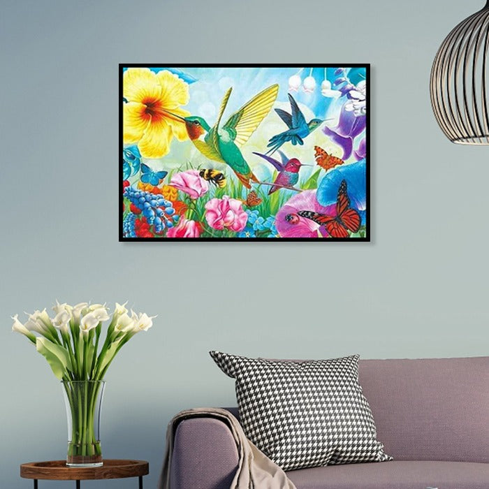 Paint By Number Oil Painting Birds Pollinating Flowers (40*50cm)