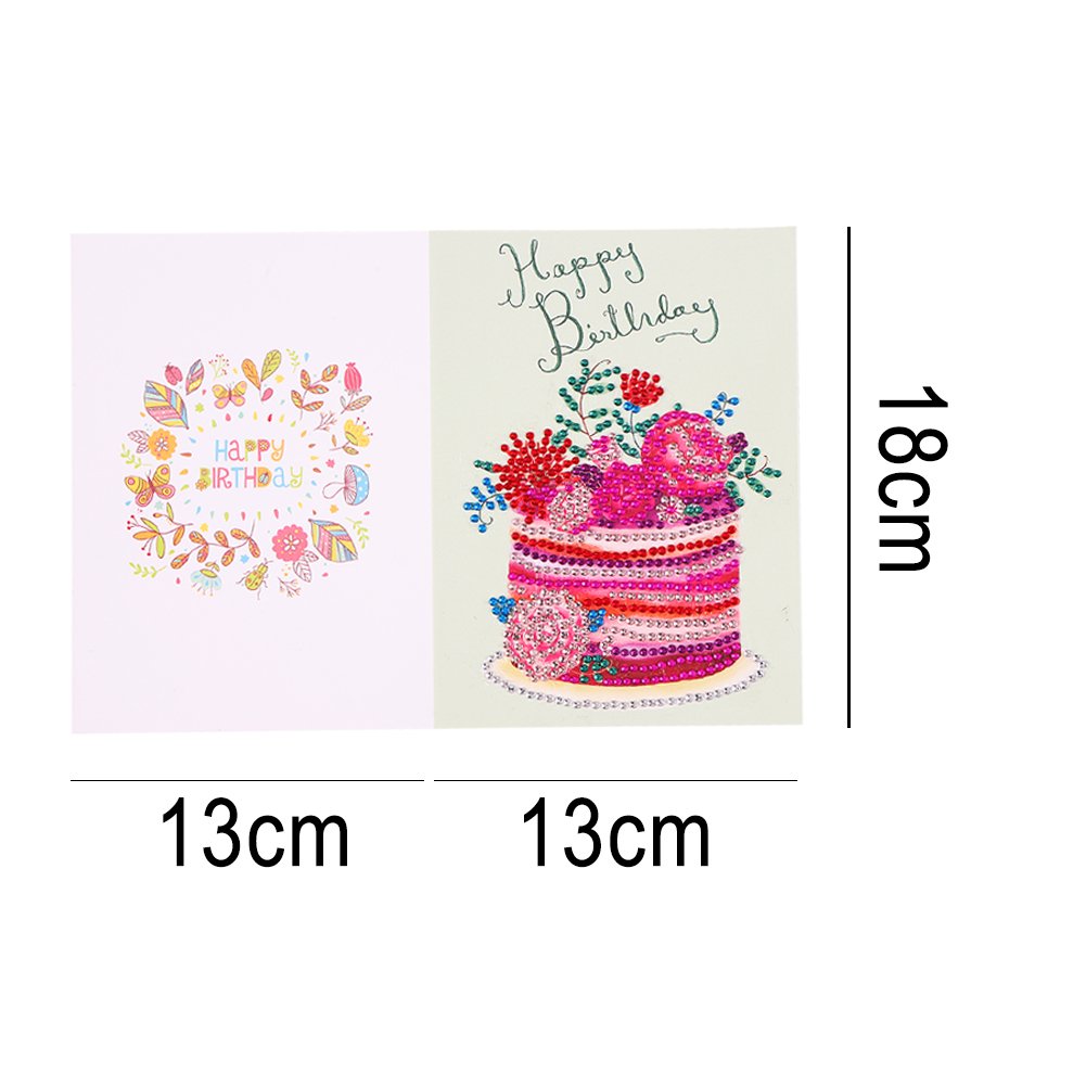 DIY 5D Diamond Painting Happy Birthday Postcard - Cake D