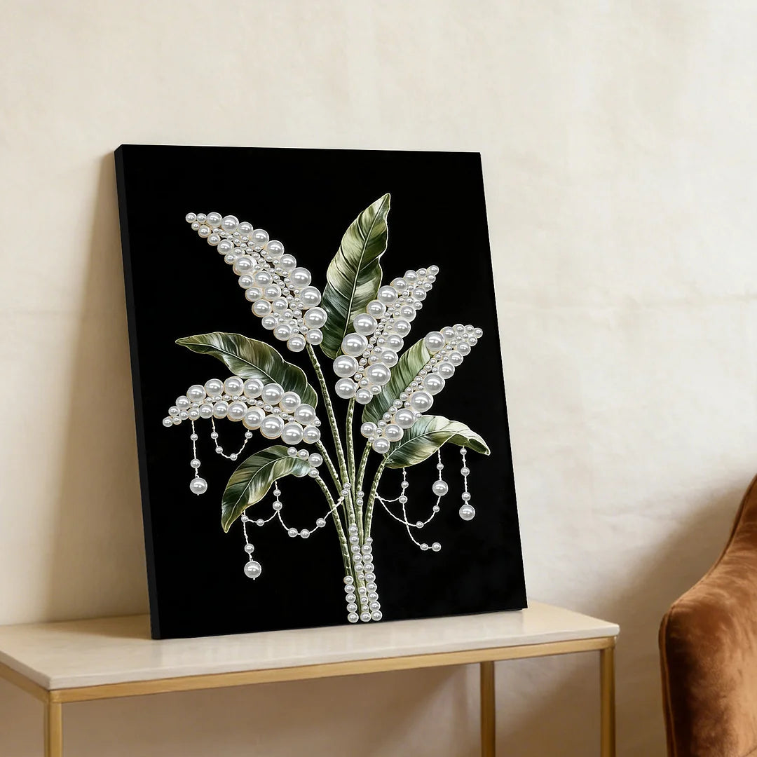 DIY Pearl Painting With Frame - Handmade Self-Adhesive Pearls - Fresh Flower (30*40cm)