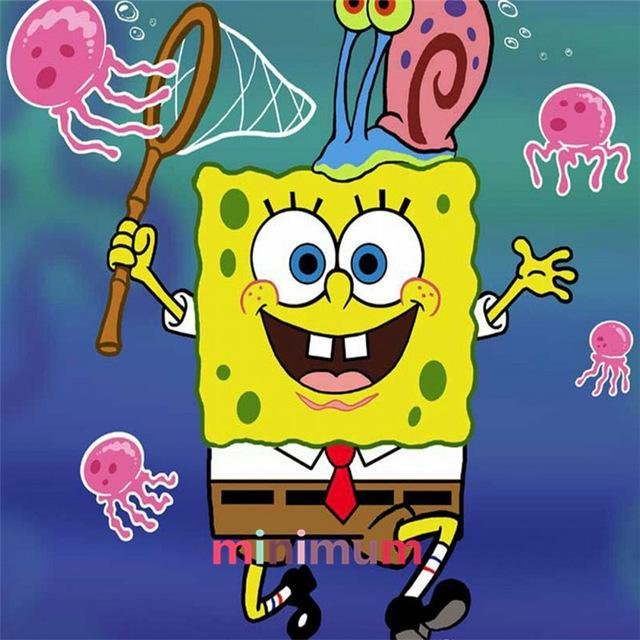 5D Diy Diamond Painting Kit Full Round Beads Spongebob