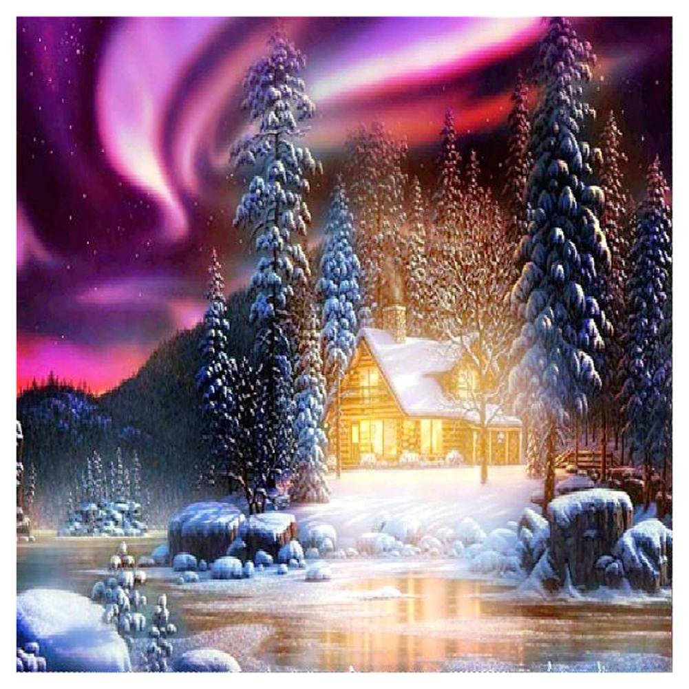5D Diy Diamond Painting Kit Full Round Beads Aurora Night