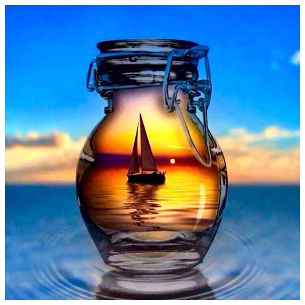Diamond Painting - Full Round - Bottle Ship Scene