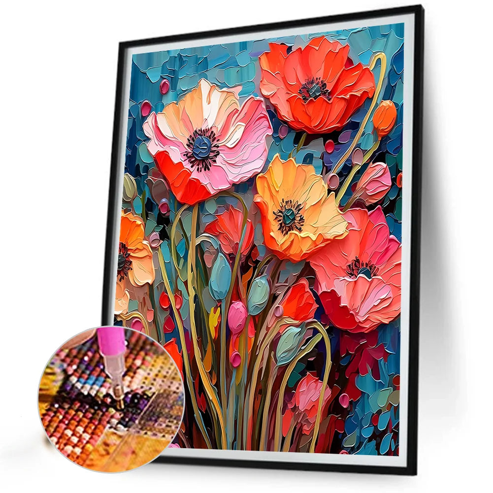 Diamond Painting - Full Round / Square - Poppy Flowers