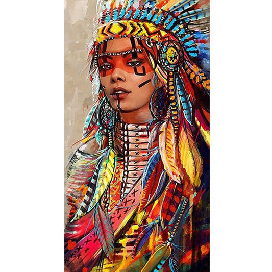 African Woman Full Round Square Gem Art
