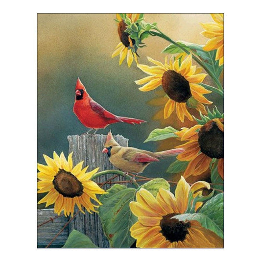 Diamond Painting Partial Round Birds Sunflower
