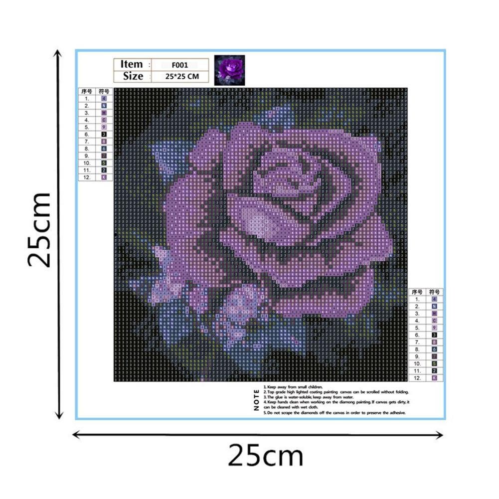 5D DIY Diamond Painting Kit - Full Square - Purple Rose