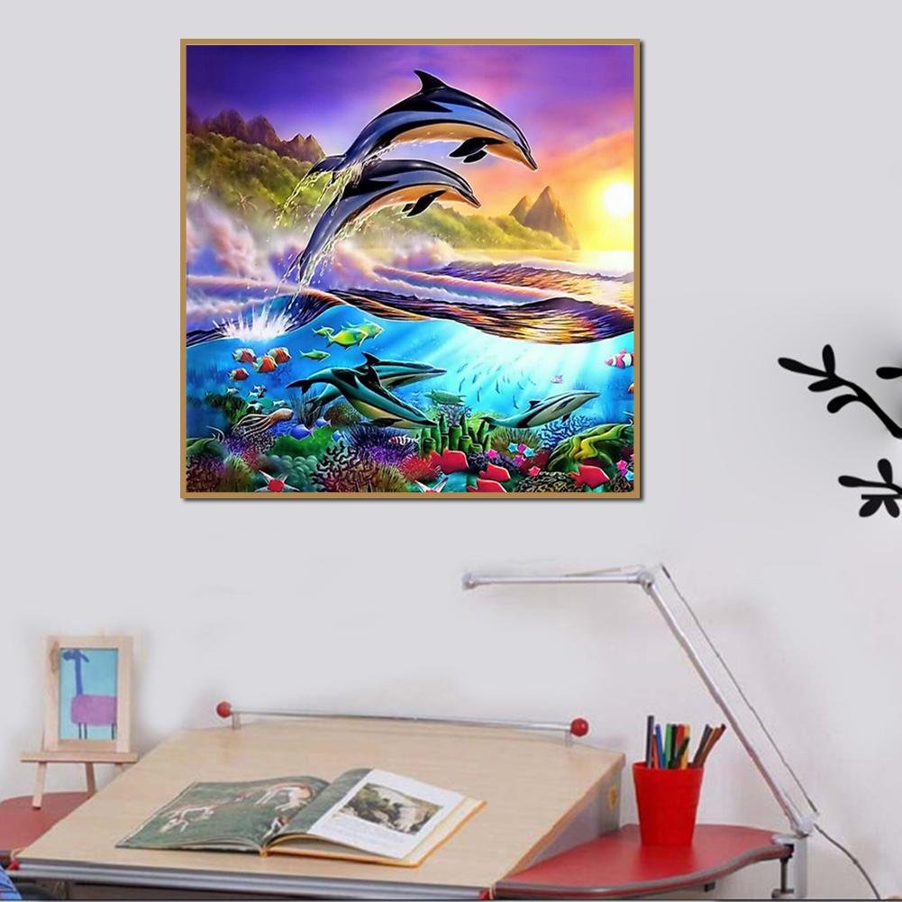 5D DIY Diamond Painting Kit - Full Round - Dolphin A