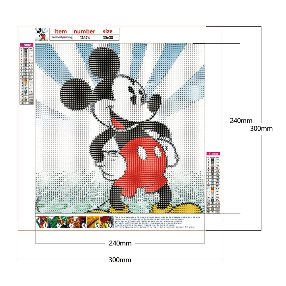 Diy Mickey Mouse Rhinestone Art On Canvas Size