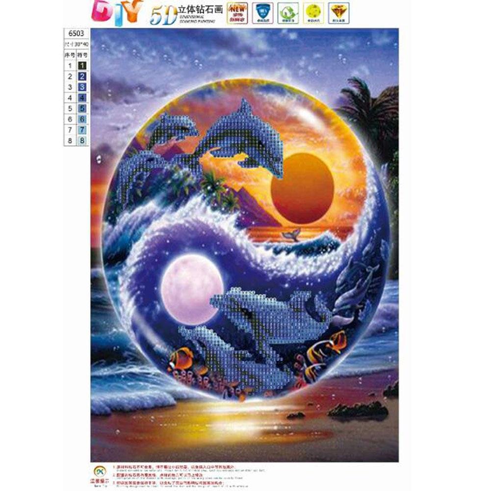 5D DIY Diamond Painting Kit - Partial Round - Eight-Diagram Dolphin