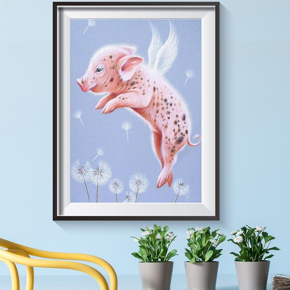 Diamond Painting - Full Round - Jumping Pig