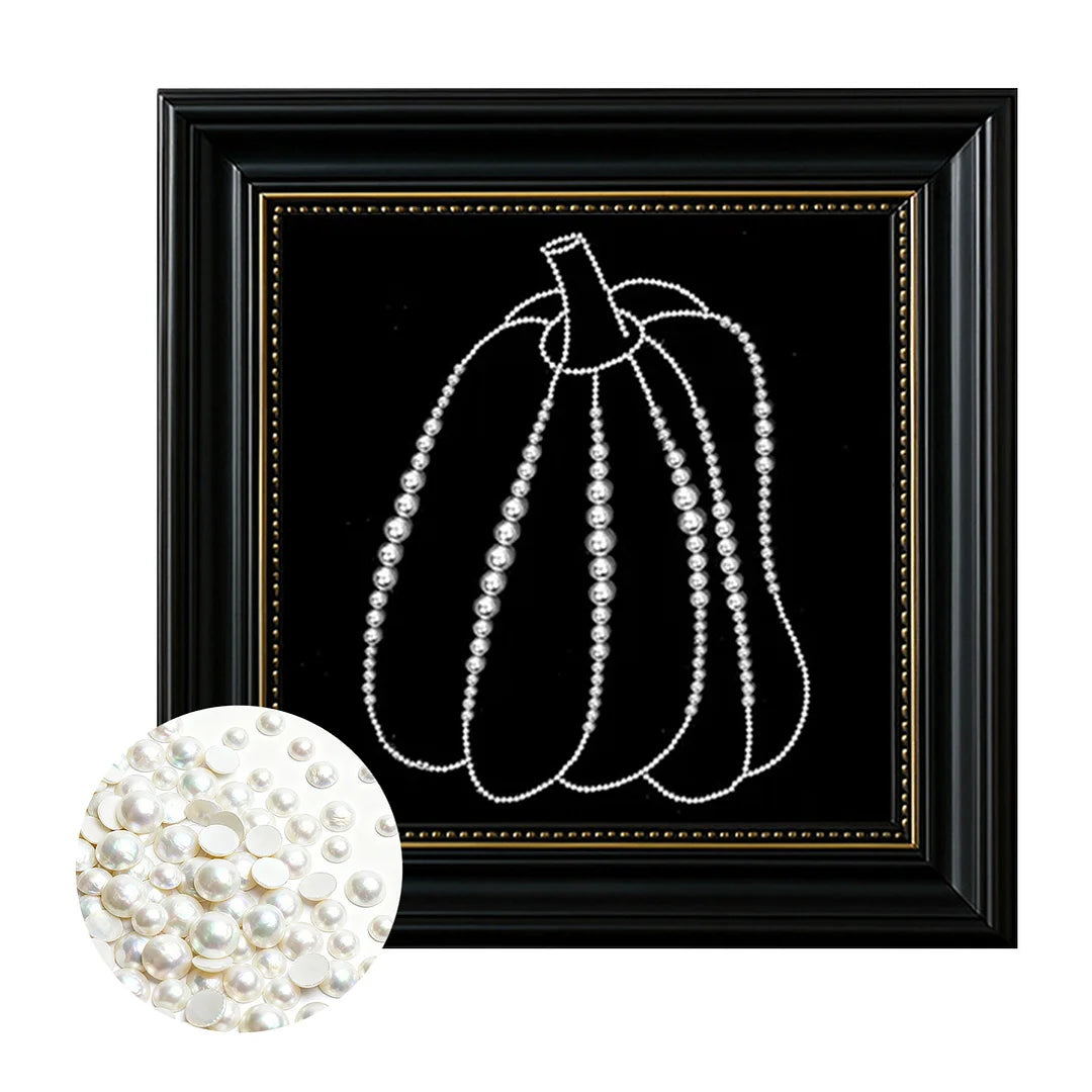 DIY Pearl Painting With Frame - Handmade Self-Adhesive Pearls - Pumpkin (27*27cm)