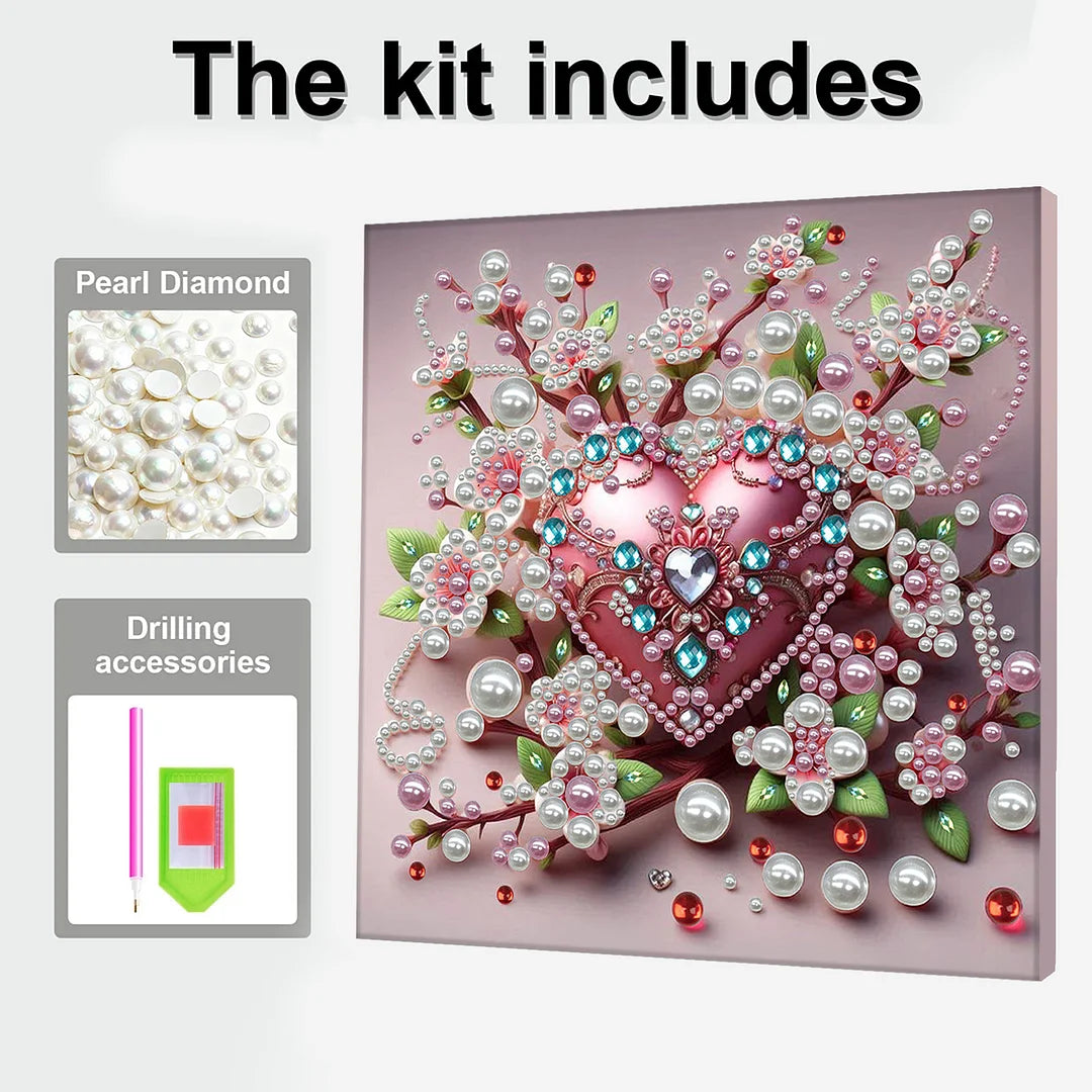 DIY Pearl Painting With Frame - Handmade Self-Adhesive Pearls - Love (30*30cm)