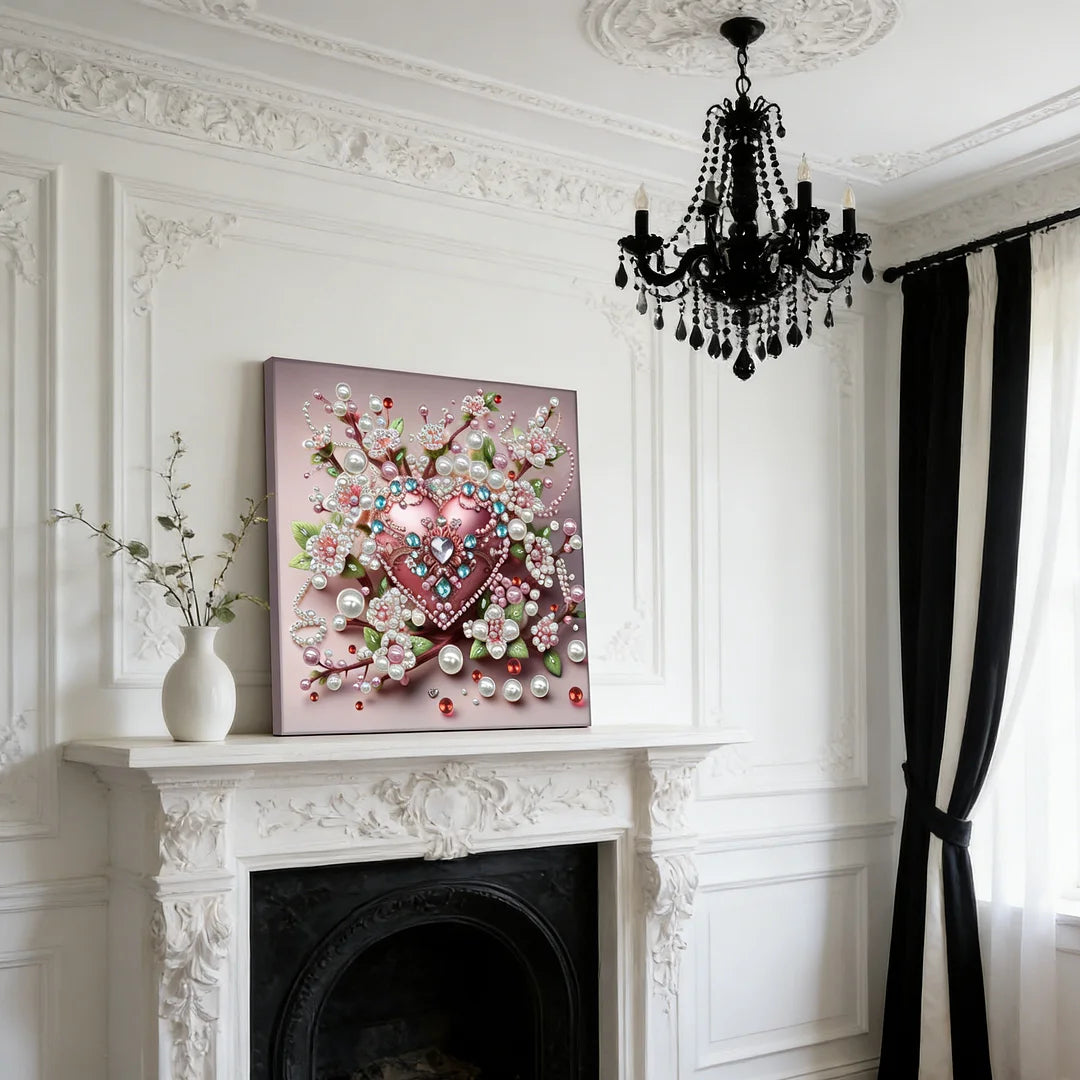 DIY Pearl Painting With Frame - Handmade Self-Adhesive Pearls - Love (30*30cm)