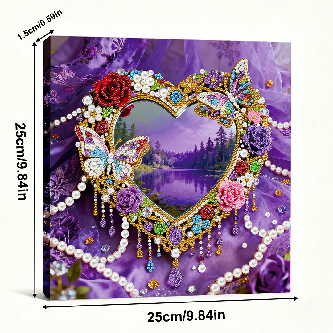 DIY Pearl Painting With Frame - Handmade Self-Adhesive Pearls - Heart (25*25cm)
