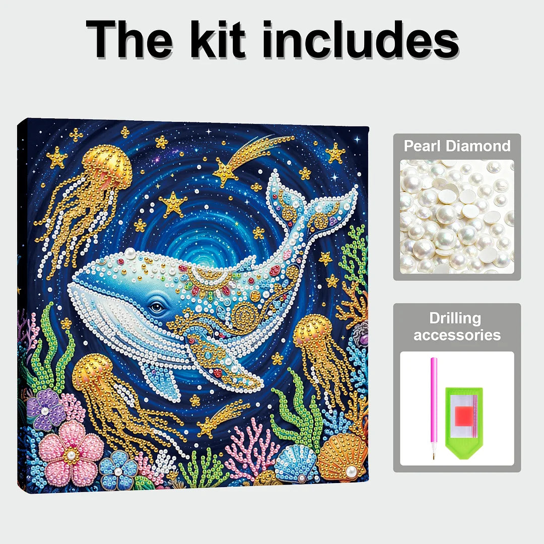 DIY Pearl Painting With Frame - Handmade Self-Adhesive Pearls - Shark (25*25cm)