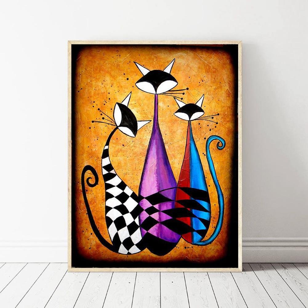 5D DIY Diamond Painting Kit - Full Round - Three Cartoon Cats