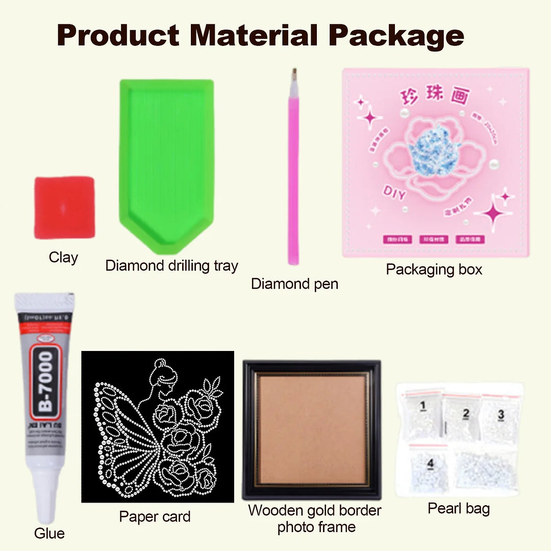 DIY Pearl Painting With Frame - Handmade Self-Adhesive Pearls - Woman (27*27cm)