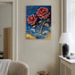 DIY Pearl Painting With Frame - Handmade Self-Adhesive Pearls - Red Flower (30*40cm)