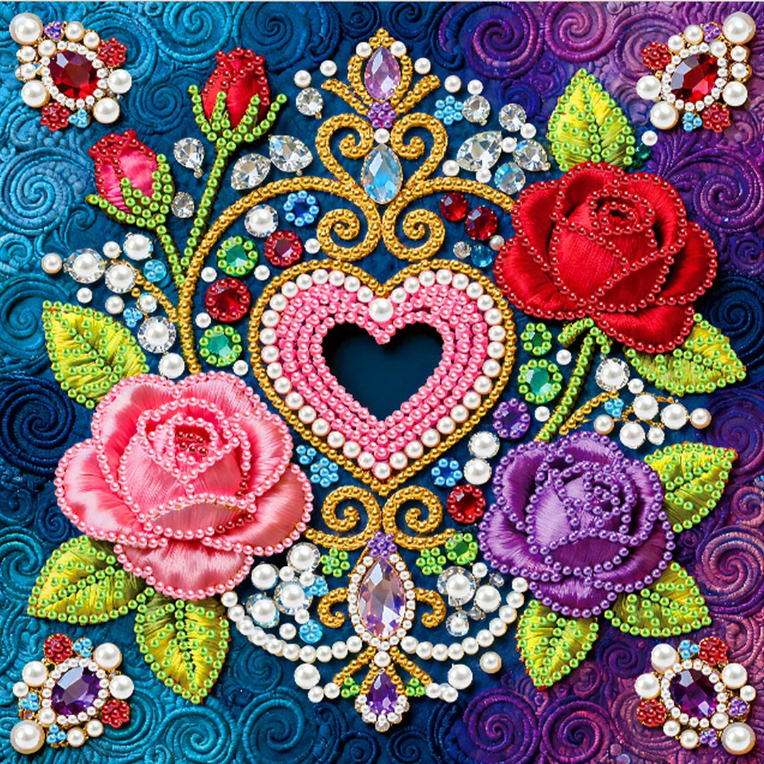 DIY Pearl Painting With Frame - Handmade Self-Adhesive Pearls - Flower (25*25cm) E