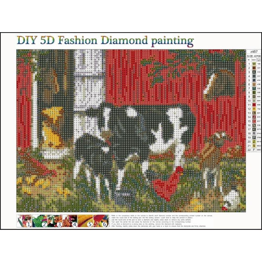 Fashion 5D DIY Diamond Painting Kit - Full Round - Cow Rooster