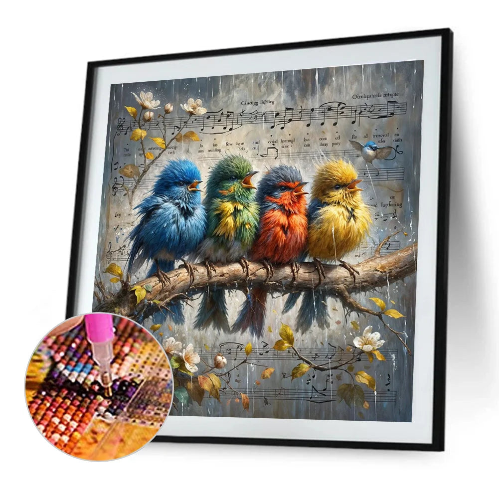 Diamond Painting - Full Round / Square - Four Birds In Branches