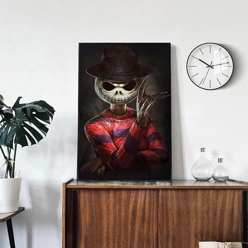 5D DIY Diamond Painting Kit - Full Round - Skull Human Cat