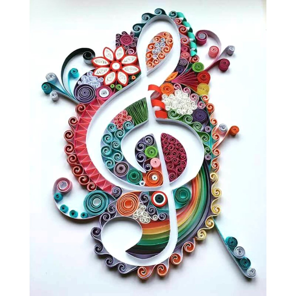 5D Diy Diamond Painting Kit Full Round Beads Music Note