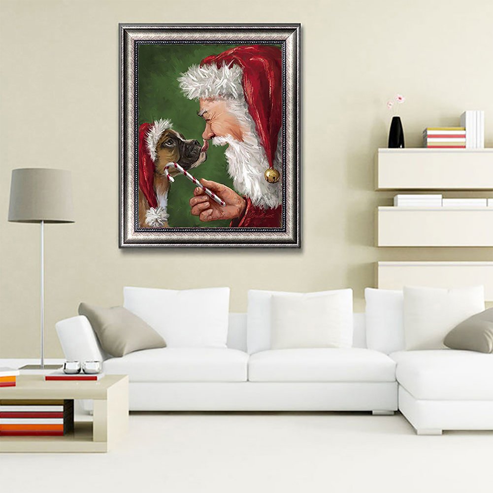 Diamond Painting - Full Round - Santa Claus & Dog
