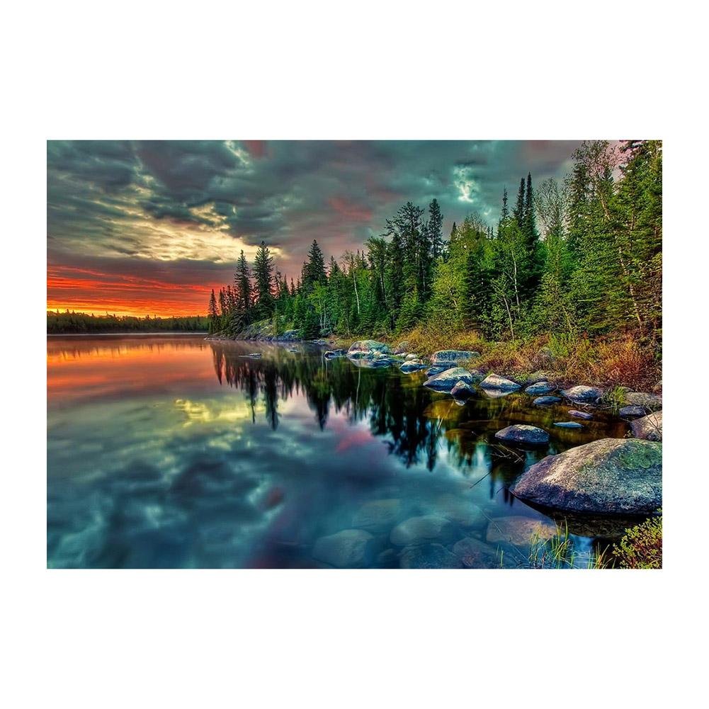 5D Diy Diamond Painting Kit Full Round Beads Lake Forest