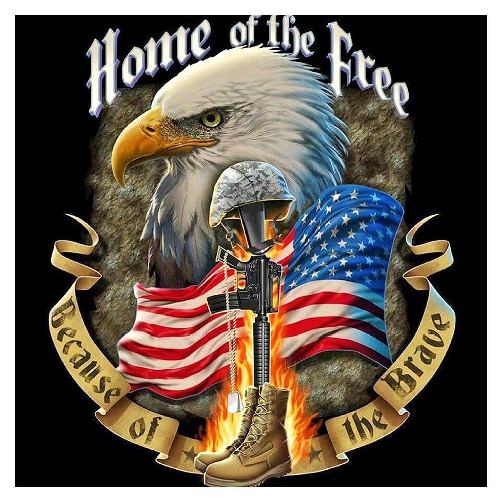 11ct Stamped Cross Stitch Eagle Flag Quilting Fabric (45*45cm)