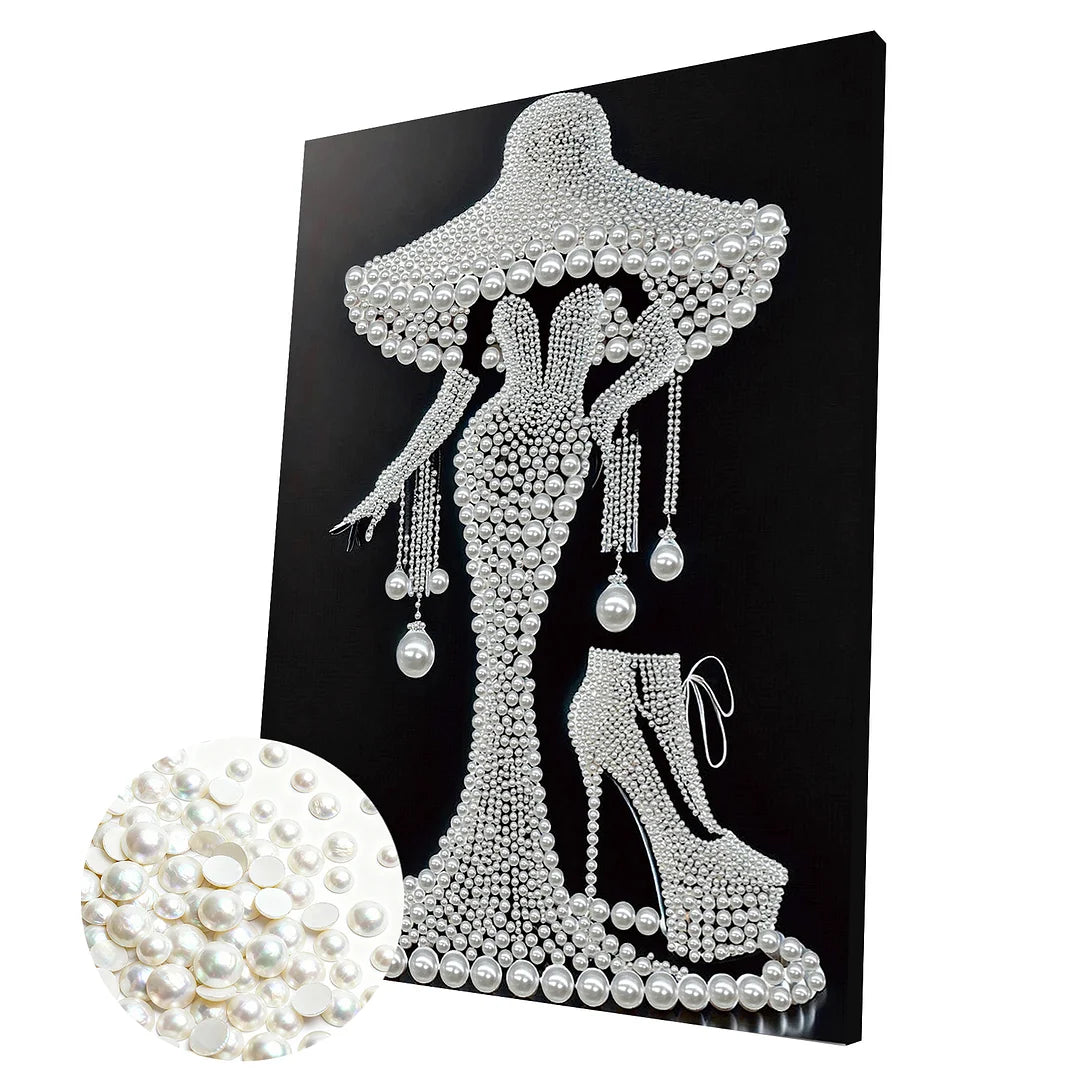 DIY Pearl Painting With Frame - Handmade Self-Adhesive Pearls - Lady (30*40cm)
